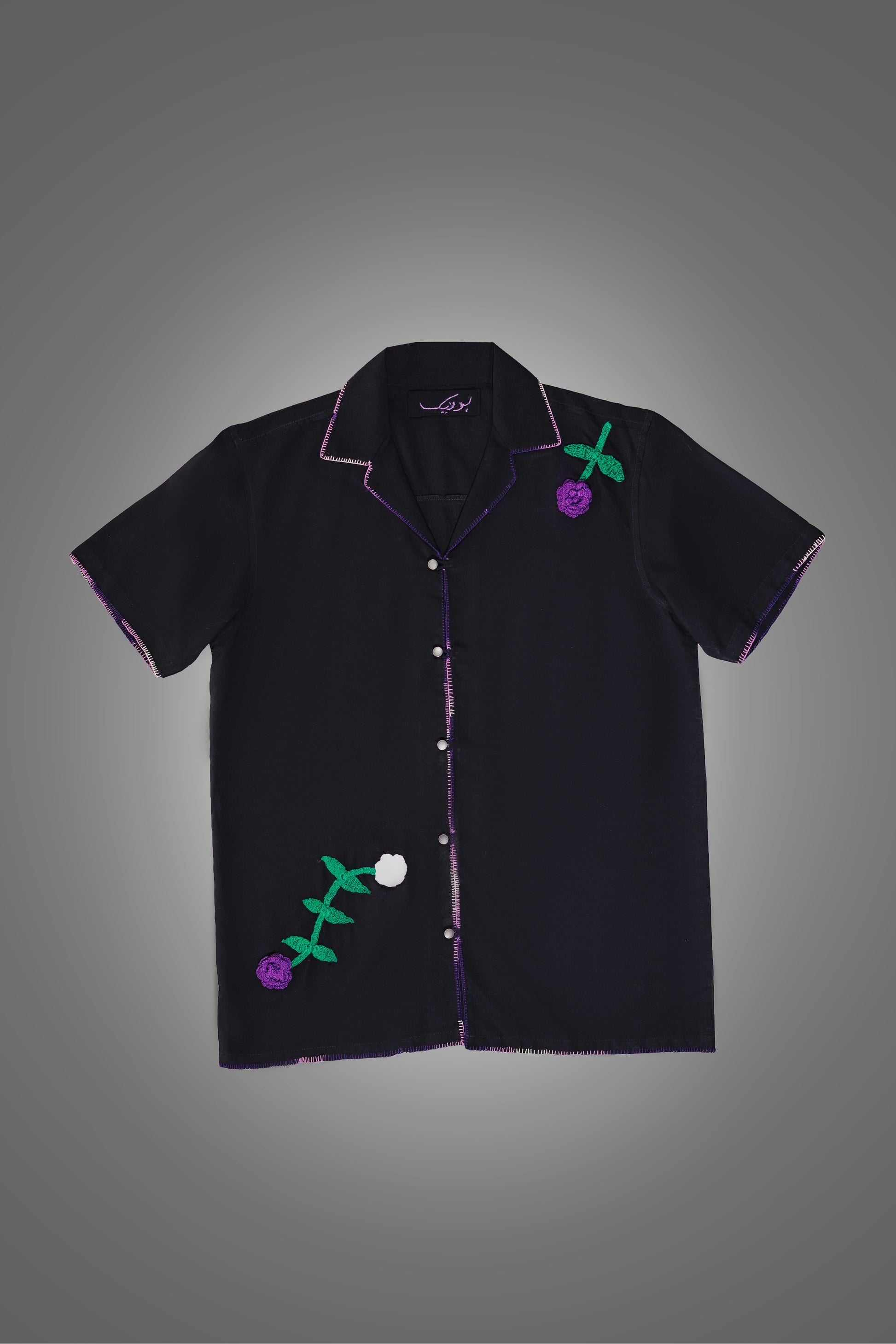 "Phool Pattiyan" black embroidered shirt 