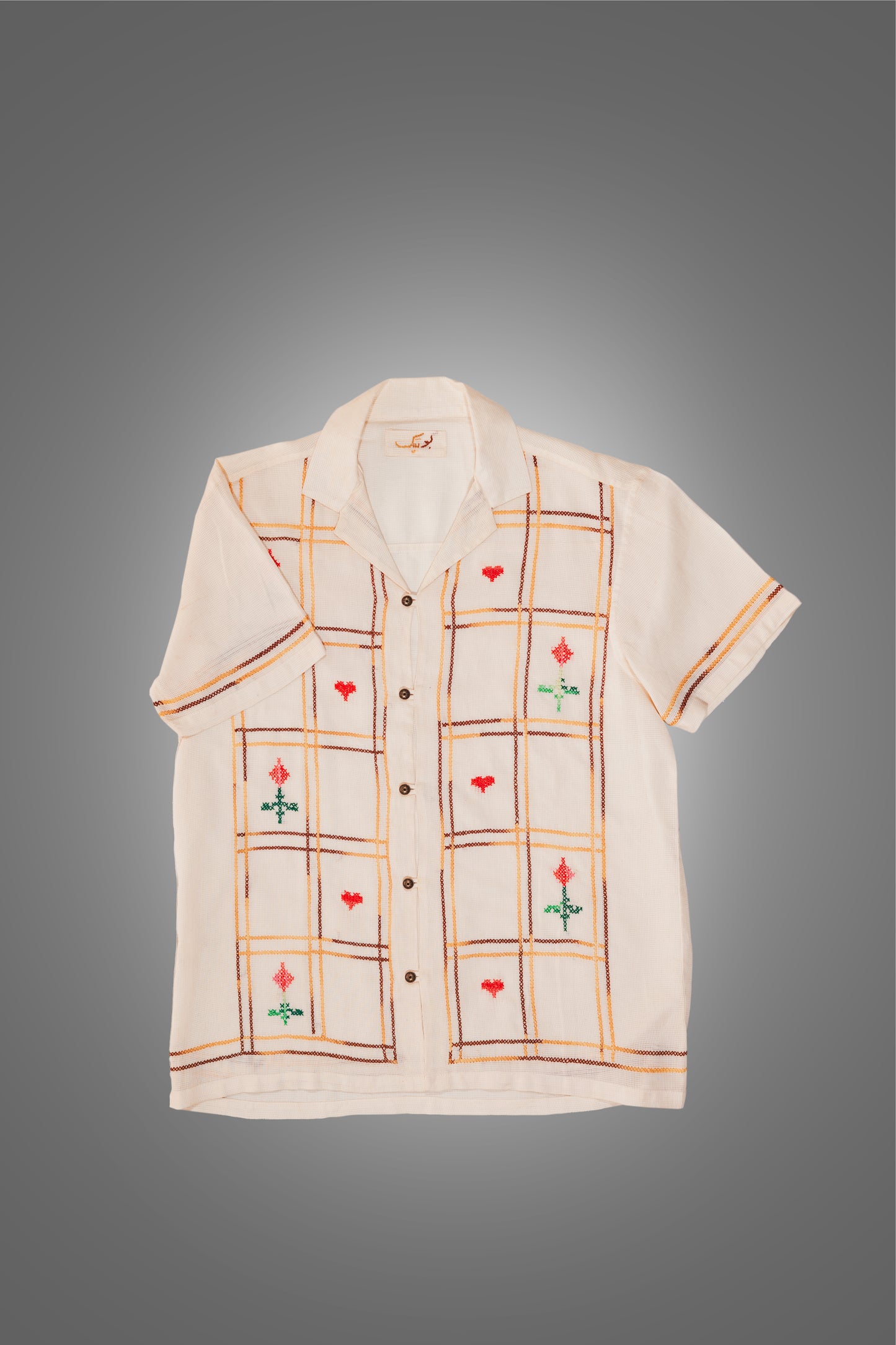 "Love Letter on Beige" Heart Embroidery Shirt