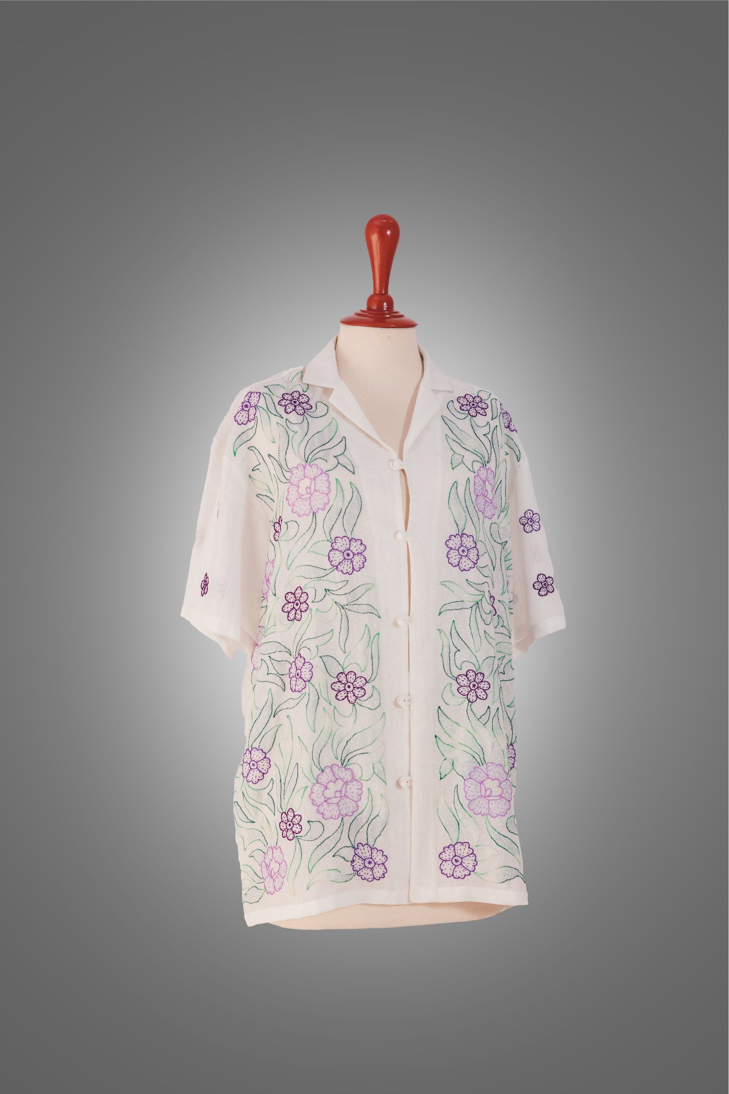 "Jungle Mein Bahaar" White Floral Embroidered Shirt