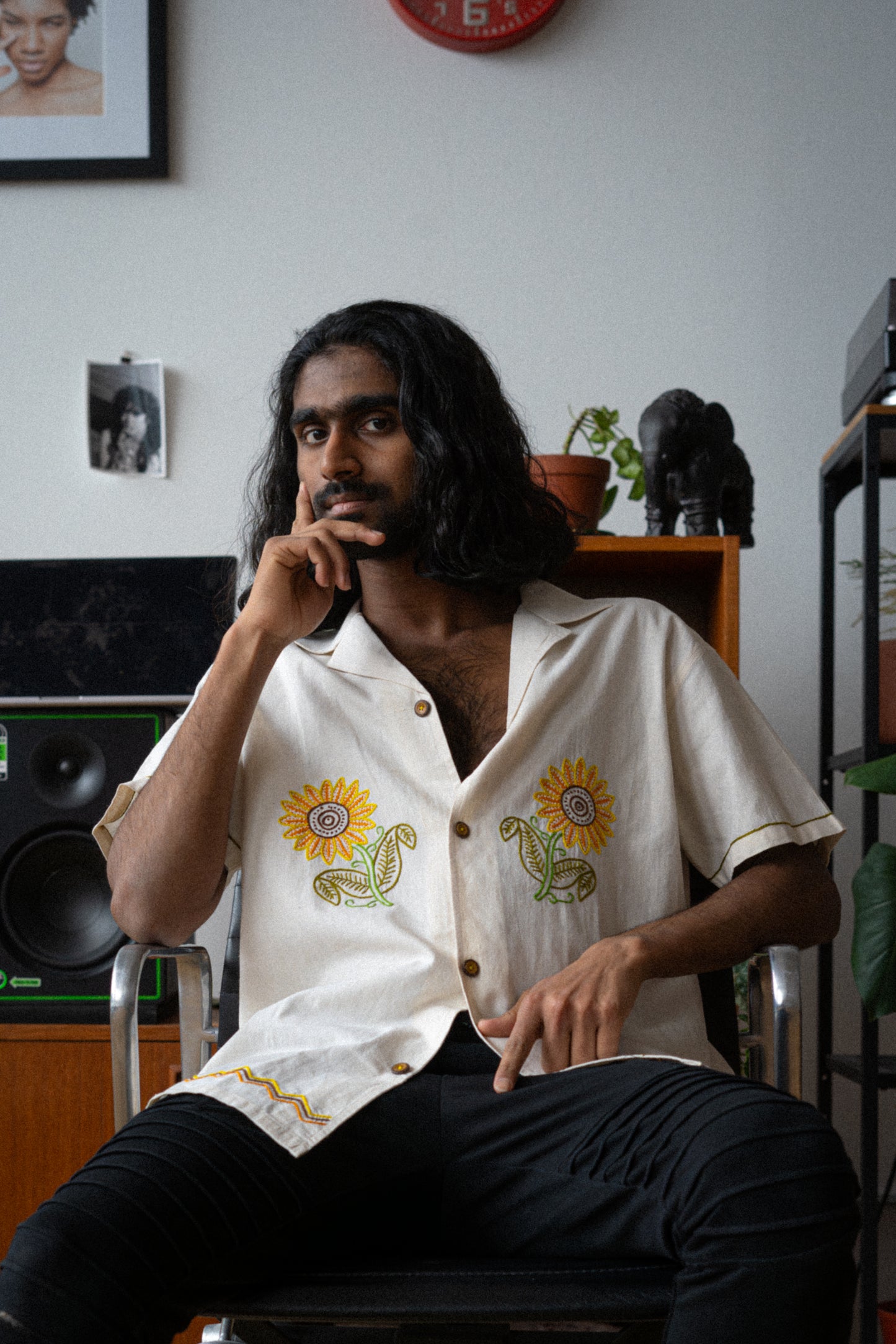 "Suraj Mukhi" Embroidered Floral Shirt